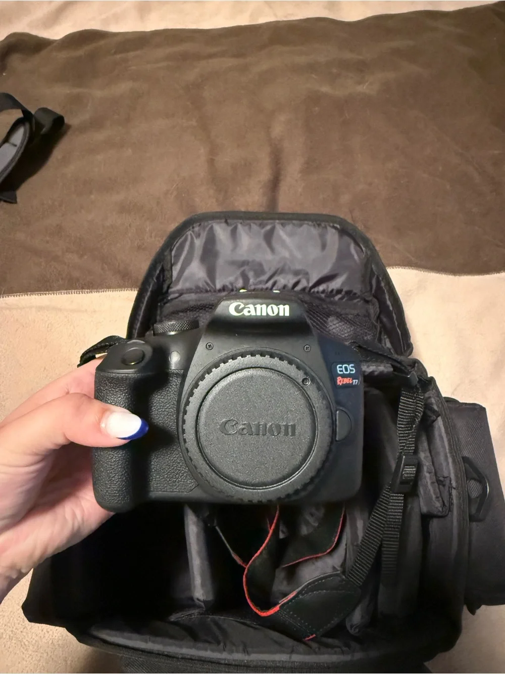Canon Rebel T7 Black Camera Body with Two Black Canon Lenses and Carrying Case